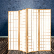 Load image into Gallery viewer, 6 Panel Room Divider Privacy Screen Foldable Pine Wood Stand Natural