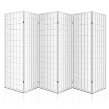 Load image into Gallery viewer, 6 Panel Room Divider Privacy Screen Foldable Pine Wood Stand White