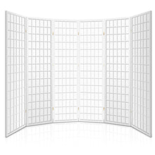 Load image into Gallery viewer, 6 Panel Room Divider Privacy Screen Foldable Pine Wood Stand White