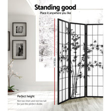 Load image into Gallery viewer, 8 Panel Room Divider Privacy Screen Pine Wood Stand Shoji Bamboo Black White