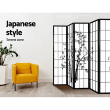 Load image into Gallery viewer, 8 Panel Room Divider Privacy Screen Pine Wood Stand Shoji Bamboo Black White