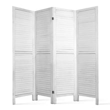 Load image into Gallery viewer, 4 Panel Foldable Wooden Room Divider - White