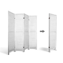 Load image into Gallery viewer, 4 Panel Foldable Wooden Room Divider - White