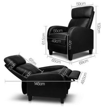 Load image into Gallery viewer, Artiss PU Leather Reclining Armchair - Black