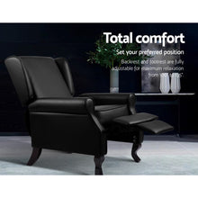 Load image into Gallery viewer, Artiss Recliner Chair Luxury Lounge Armchair Single Sofa Couch PU Leather Black