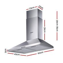 Load image into Gallery viewer, Devanti Range Hood 60cm 600mm Kitchen Canopy Stainless Steel Rangehood Wall Mount