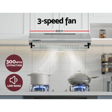 Load image into Gallery viewer, Devanti 600mm Range Hood 60cm Rangehood Kitchen Canopy LED Light Stainless Steel