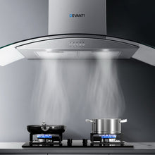 Load image into Gallery viewer, Devanti Range Hood 900mm Rangehood Kitchen Stainless Glass Canopy 90cm