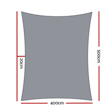 Load image into Gallery viewer, Instahut Shade Sail 4x5m Rectangle 280GSM 98% Grey Shade Cloth