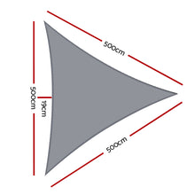 Load image into Gallery viewer, Instahut Shade Sail 5x5x5m Triangle 280GSM 98% Grey Shade Cloth