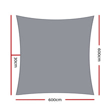 Load image into Gallery viewer, Instahut Shade Sail 6x6m Rectangle 280GSM 98% Grey Shade Cloth