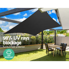 Load image into Gallery viewer, Instahut Shade Sail 6x8m Rectangle 280GSM 98% Black Shade Cloth