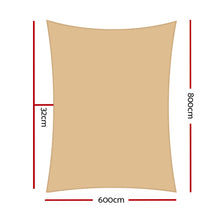 Load image into Gallery viewer, Instahut Shade Sail 6x8m Rectangle 185GSM 95% Sand Shade Cloth