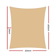 Load image into Gallery viewer, Instahut Waterproof Shade Sail 3x4m Rectangle Sand 95% Shade Cloth
