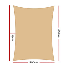 Load image into Gallery viewer, Instahut Waterproof Shade Sail 4x6m Rectangle Sand 95% Shade Cloth