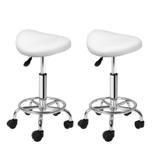 Load image into Gallery viewer, Artiss 2X Saddle Salon Stool Swivel Barber Hair Dress Chair Hydraulic Lift White