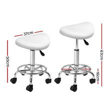 Load image into Gallery viewer, Artiss 2X Saddle Salon Stool Swivel Barber Hair Dress Chair Hydraulic Lift White