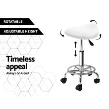 Load image into Gallery viewer, Artiss 2X Saddle Salon Stool Swivel Barber Hair Dress Chair Hydraulic Lift White