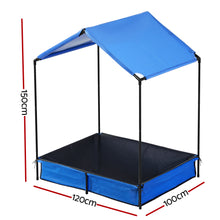 Load image into Gallery viewer, Keezi Kids Sandpit Metal Sandbox Sand Pit with Canopy Cover Outdoor Toys 120cm