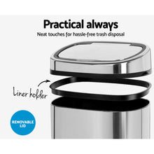Load image into Gallery viewer, Devanti 68L Motion Sensor Bin Rubbish Automatic Silver