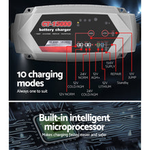 Load image into Gallery viewer, Smart Battery Charger 15A 12V 24V Automatic SLA AGM Car Truck Boat Motorcycle Caravan