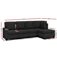 Load image into Gallery viewer, Modular Chaise Chair Suite Dark Grey 5 Seater Sofa Lounge Set