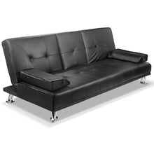 Load image into Gallery viewer, Exquisite 3 Seater PU Leather Sofa Bed - Black