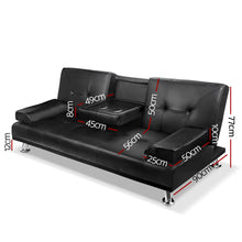 Load image into Gallery viewer, Exquisite 3 Seater PU Leather Sofa Bed - Black