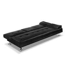 Load image into Gallery viewer, Exquisite 3 Seater PU Leather Sofa Bed - Black