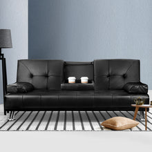 Load image into Gallery viewer, Exquisite 3 Seater PU Leather Sofa Bed - Black