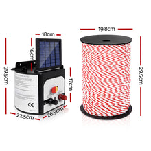 Load image into Gallery viewer, Giantz Fence Energiser 8KM Solar Powered Electric 500M Poly Rope