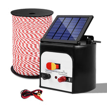 Load image into Gallery viewer, Giantz Fence Energiser 8KM Solar Powered Electric 500M Poly Rope