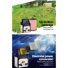 Load image into Gallery viewer, Giantz Fence Energiser 8KM Solar Powered Electric 500M Poly Rope