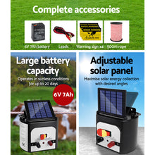 Load image into Gallery viewer, Giantz Fence Energiser 8KM Solar Powered Electric 500M Poly Rope