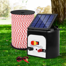 Load image into Gallery viewer, Giantz Fence Energiser 8KM Solar Powered Electric 500M Poly Rope