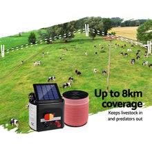 Load image into Gallery viewer, Giantz Fence Energiser 8KM Solar Powered Electric 1200M Poly Tape