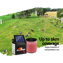 Load image into Gallery viewer, Giantz Fence Energiser 5KM Solar Powered Electric 2000M Poly Tape