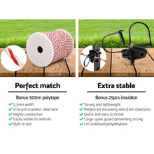 Load image into Gallery viewer, Giantz Fence Energiser 3KM Solar Powered Electric 500M Poly Wire Insulator