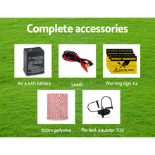 Load image into Gallery viewer, Giantz Fence Energiser 5KM Solar Powered Electric 500M Poly Wire Insulator