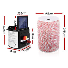 Load image into Gallery viewer, Giantz Fence Energiser 5KM Solar Powered Electric 2KM Poly Wire