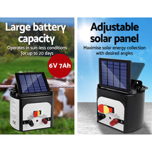 Load image into Gallery viewer, Giantz Fence Energiser 8KM Solar Powered 0.3J Electric Fencing Charger
