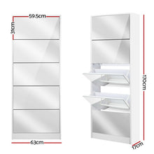 Load image into Gallery viewer, Artiss 5 Drawer Mirrored Wooden Shoe Cabinet - White