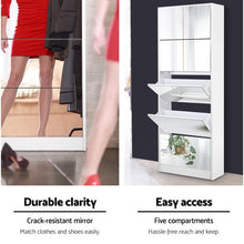 Load image into Gallery viewer, Artiss 5 Drawer Mirrored Wooden Shoe Cabinet - White