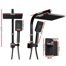 Load image into Gallery viewer, Cefito WELS 8'' Rain Shower Head Mixer Square Handheld High Pressure Wall Black