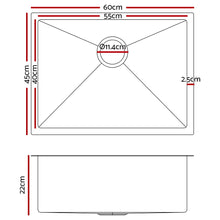 Load image into Gallery viewer, Cefito 60cm x 45cm Stainless Steel Kitchen Sink Under/Top/Flush Mount Silver