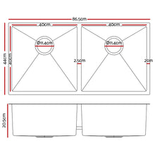 Load image into Gallery viewer, Cefito 86.5cm x 44cm Stainless Steel Kitchen Sink Under/Top/Flush Mount Silver