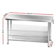 Load image into Gallery viewer, 1524 x 610mm Commercial Stainless Steel Kitchen Bench