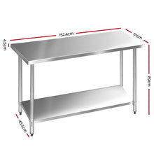Load image into Gallery viewer, 610 x 1524mm Commercial Stainless Steel Kitchen Bench