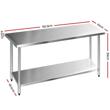 Load image into Gallery viewer, 610 x 1829mm Commercial Stainless Steel Kitchen Bench