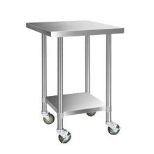 Load image into Gallery viewer, 762 x 762mm Commercial Stainless Steel Kitchen Bench with 4pcs Castor Wheels